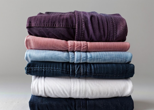 Photo a stack of folded clothes