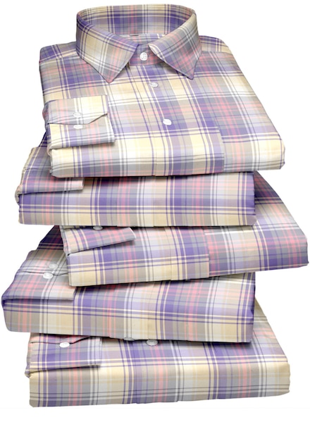 A stack of folded shirts with the word " on the front. "