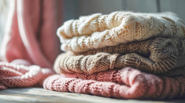 A stack of folded women sweaters