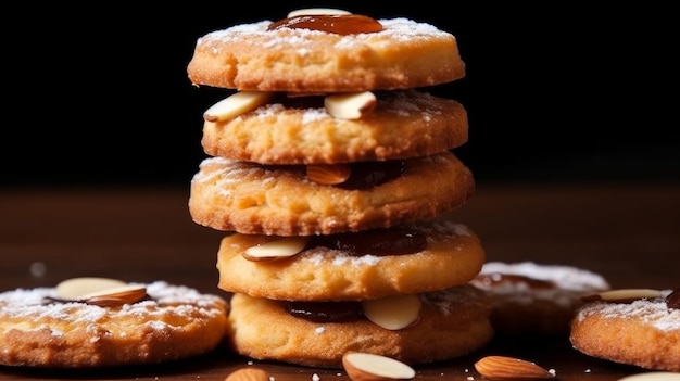A stack of French almond cookies a delight to savor AI generated