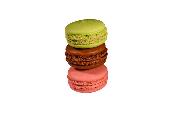 Stack of the french macaroons isolated on a white background