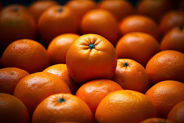 Стопка свежих апельсинов на рынке Генеративный ИИ