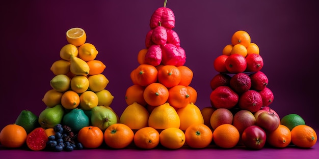 A stack of fruit stacked on top of each other