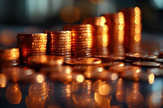 Stack of Gold Coins on Table