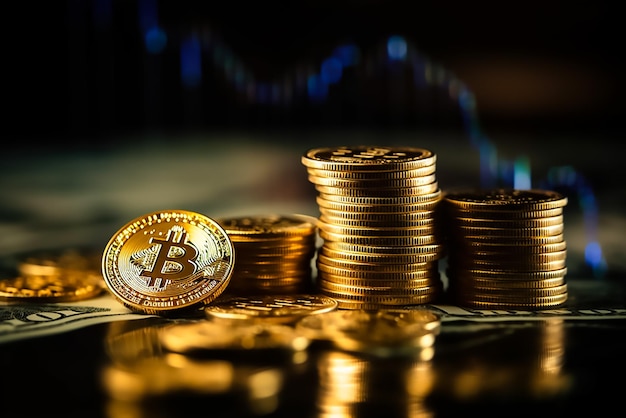 A stack of gold coins with a dollar sign on the top.