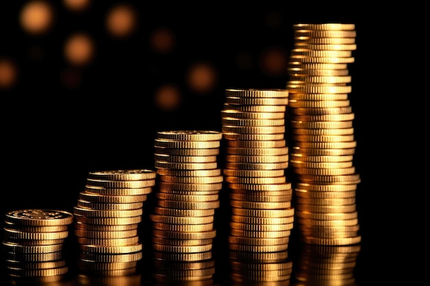 A stack of gold coins with the word gold on the top.