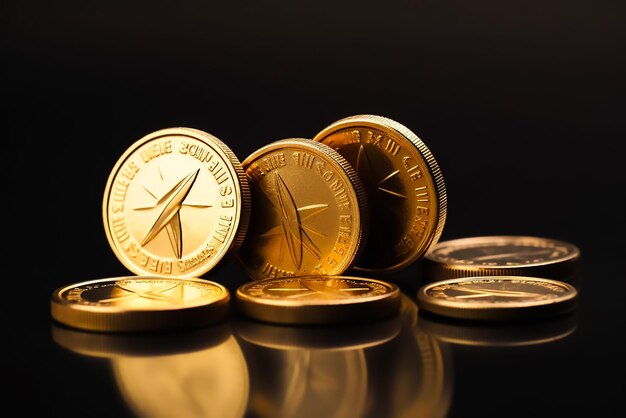 A stack of gold coins with the words world's largest gold coin on the top.