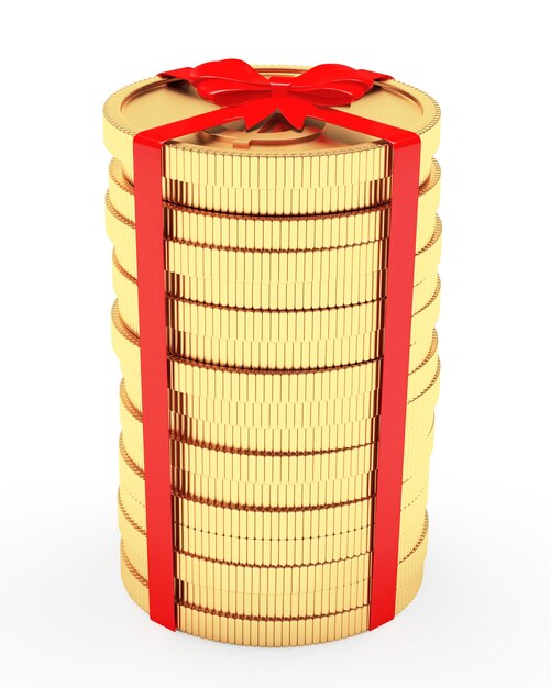 Stack of gold gift coins