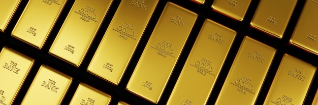 Stack of Golden Bars in the Bank Vault Abstract Background