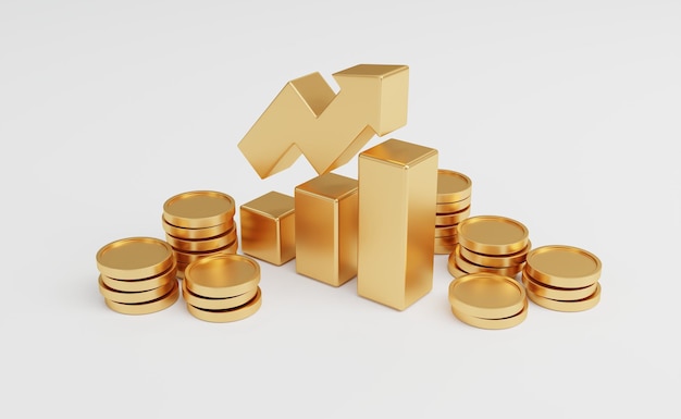 Photo stack of golden coins with earning profit concept gold coins or currency of business 3d