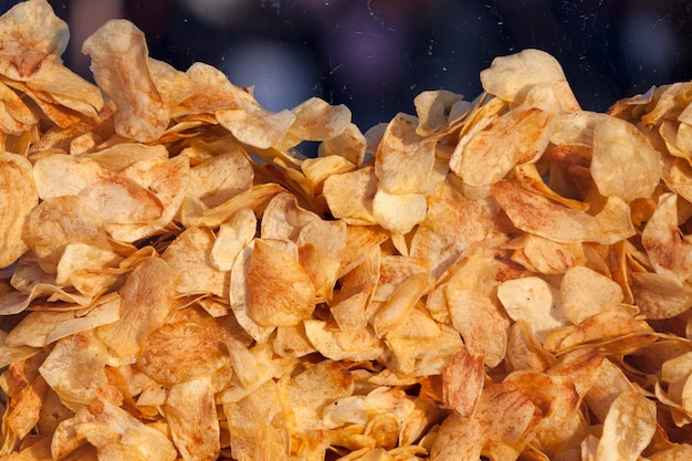 Stack of homemade potato chips