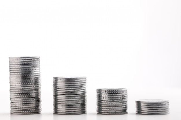 Stack of indian currency in coins