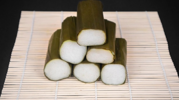 A stack of Indonesian rice cakes from above