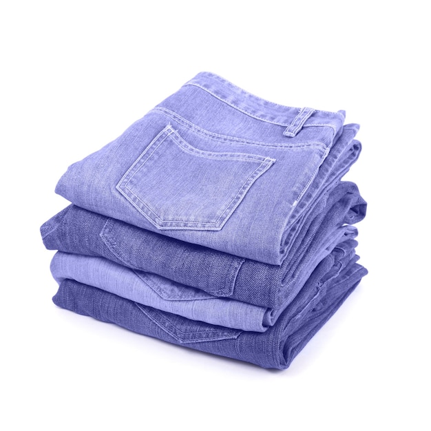 Stack of jeans in color of the 2022 very peri