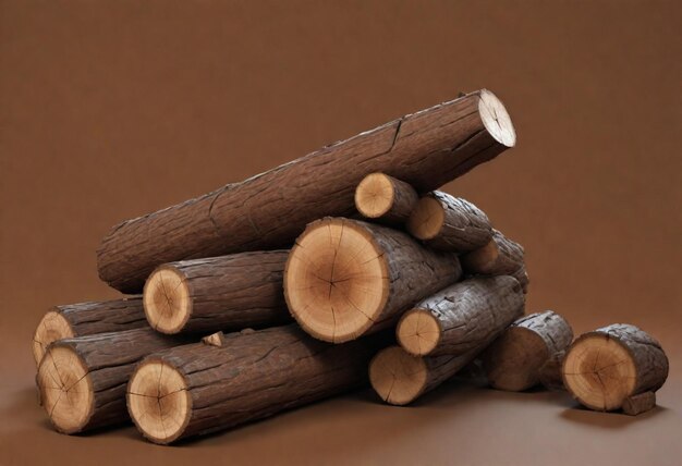 Photo a stack of logs with a cutout of the top