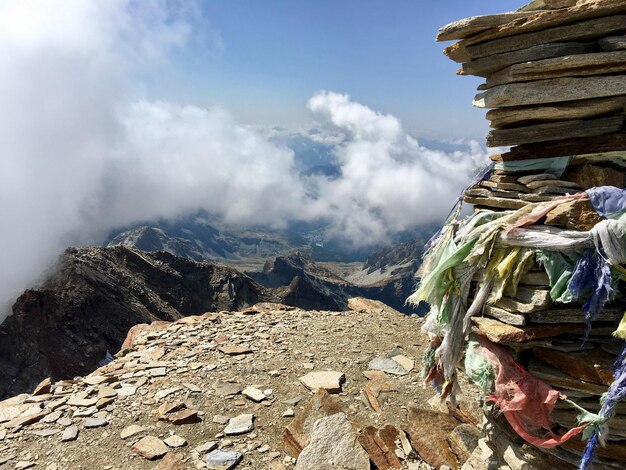 Stack of mountain against sky