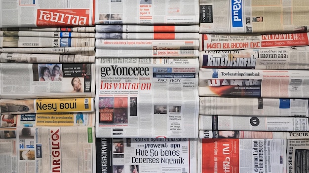 Photo a stack of newspapers with one of them reading gewone.