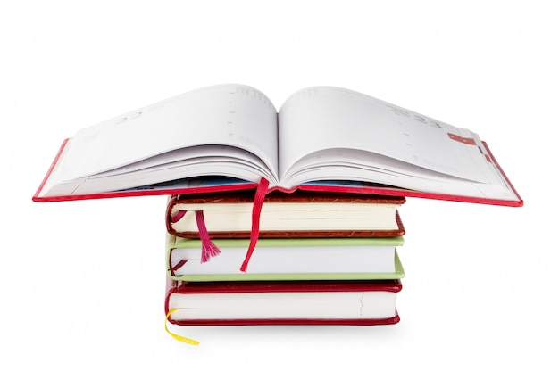 Stack of notebooks with open top