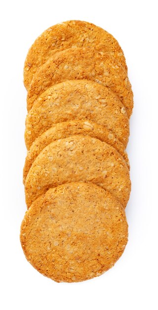 Stack of oat cookies isolated on white