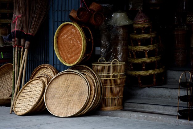 Stack of objects for sale in market