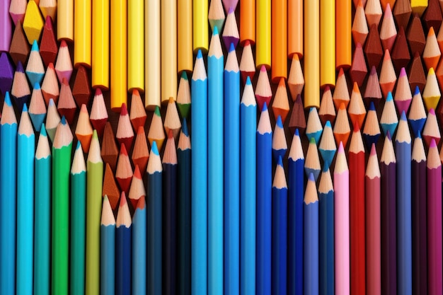Фото Куча красочных карандашей с художественным фоном