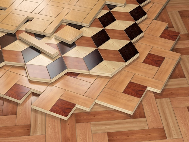 Photo stack ofr parquet wooden planks few types of wooden parquet coating