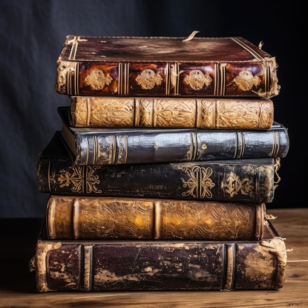 A stack of old books