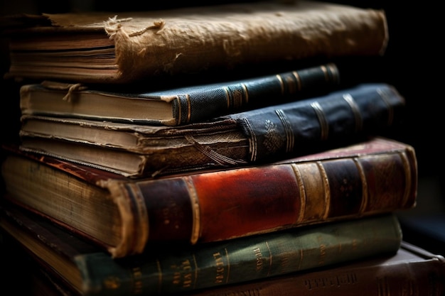 A stack of old books