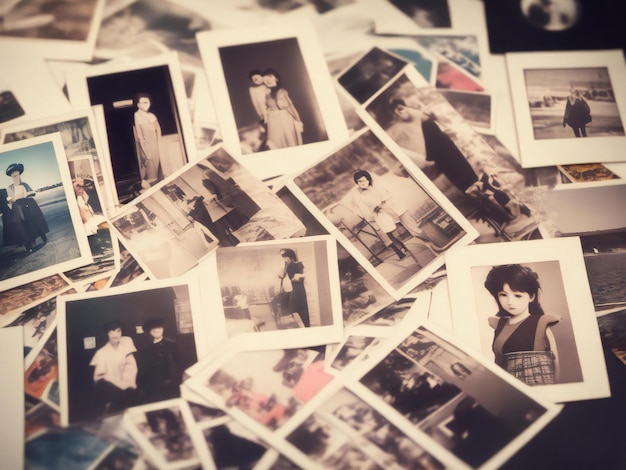 Stack of old polaroids a nostalgic collection ai generated