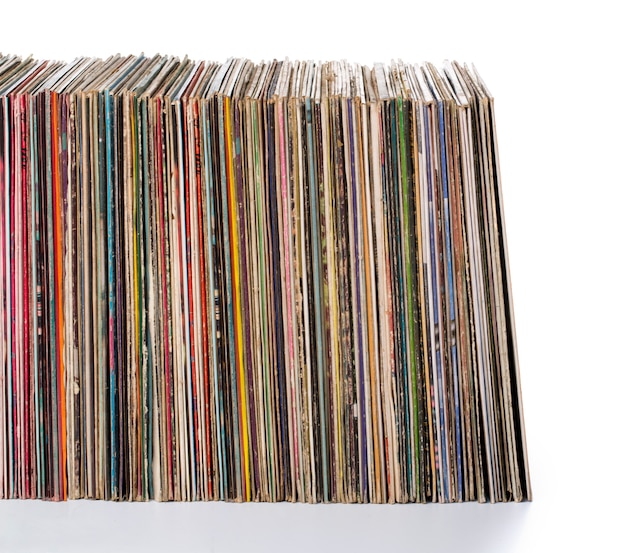 Stack of old vinyl records