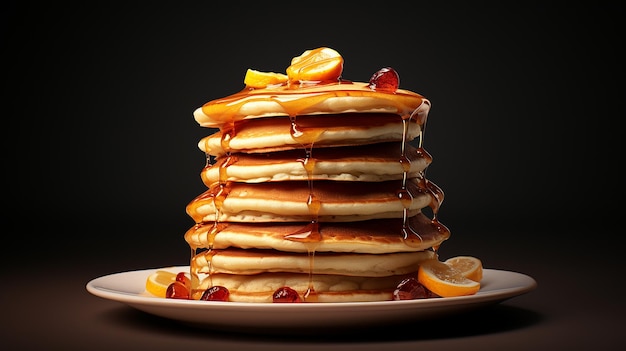 stack of pancakes on black background