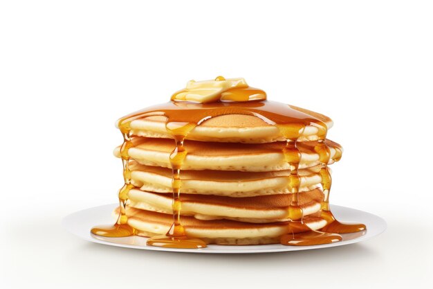 Stack of Pancakes Covered in Syrup On a White or Clear Surface PNG Transparent Background