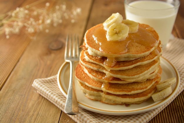 Stack of pancakes. Homemade american pancakes, isolated.