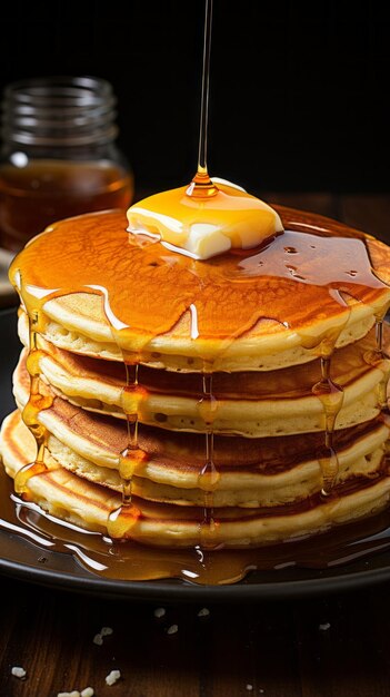 A stack of pancakes on a plate Generative AI