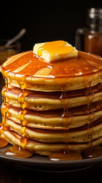 A stack of pancakes on a plate Generative AI