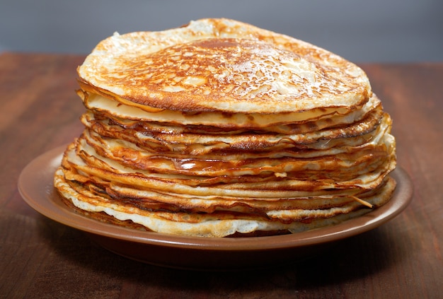 Stack of pancakes on plate  - russian traditional food