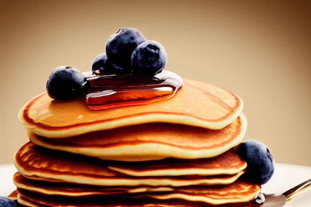 A stack of pancakes with blueberries on top