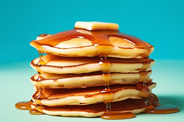 Photo a stack of pancakes with butter and syrup