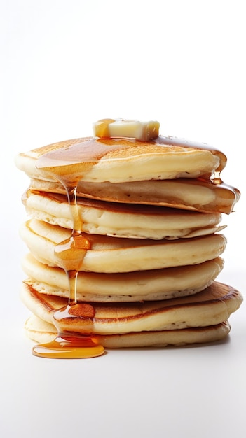 A stack of pancakes with syrup being poured on them generative AI