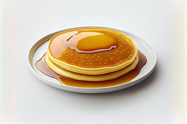 A stack of pancakes with syrup on top of it