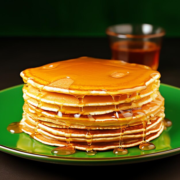 Photo a stack of pancakes with syrup on top