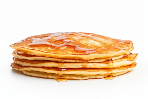 Photo stack of pancakes with syrup on a white or clear surface png transparent background