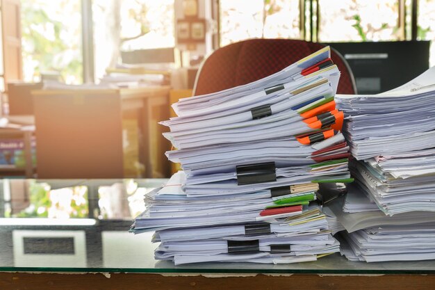 Photo stack of papers in office