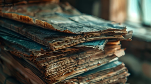 Photo stack of papers on table