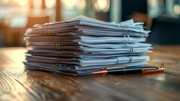 Stack of Papers With Pen