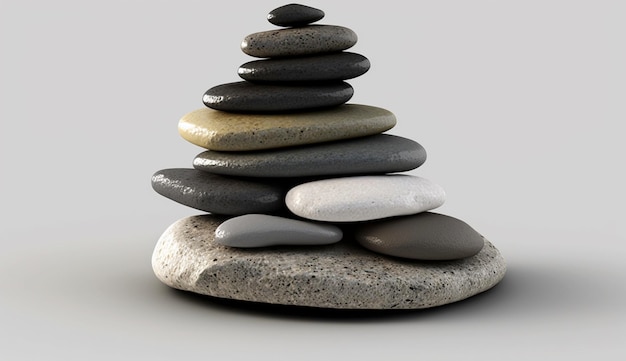 Stack Of Pebble Stones On White Background Generative Ai