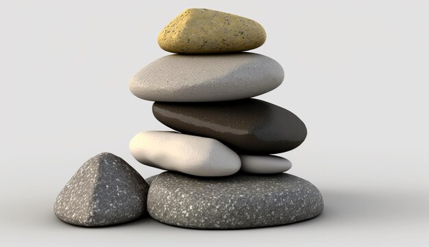 Stack Of Pebble Stones On White Background Generative Ai