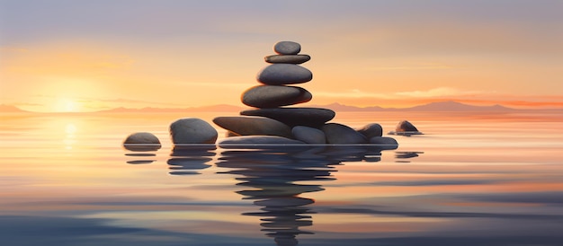 Photo stack of pebbles rock serenity and calm concept background