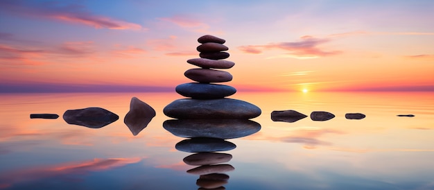 stack of pebbles rock serenity and calm concept background