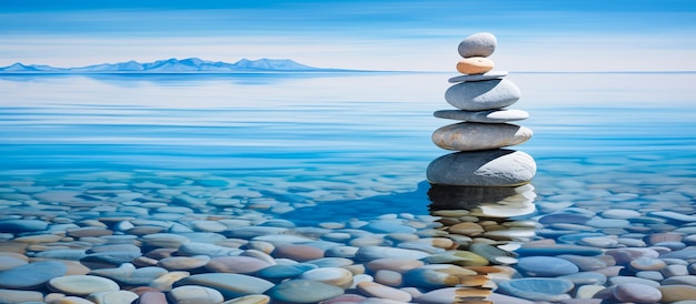 stack of pebbles rock serenity and calm concept background